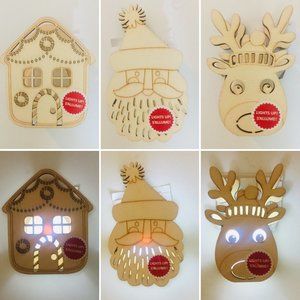 Xmas Light Up Wood Christmas Holiday CelebrateIt Santa Reindeer GingerbreadHouse